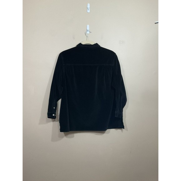 VTG Womens Velour Jacket 18/20 Black 90s Y2K Full Zip Pockets Goth Grunge Retro - Picture 4 of 7